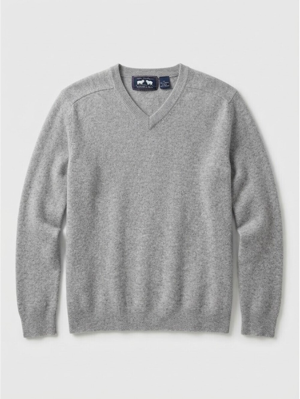 Vintage Woods & Gray Pure Cashmere Gray V-Neck Crewneck Sweater XL
